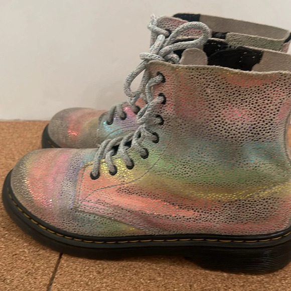 Dr Martens Pascal Y Combat Boots Rainbow Metallic Leather Womens Size 5 - Picture 8 of 16